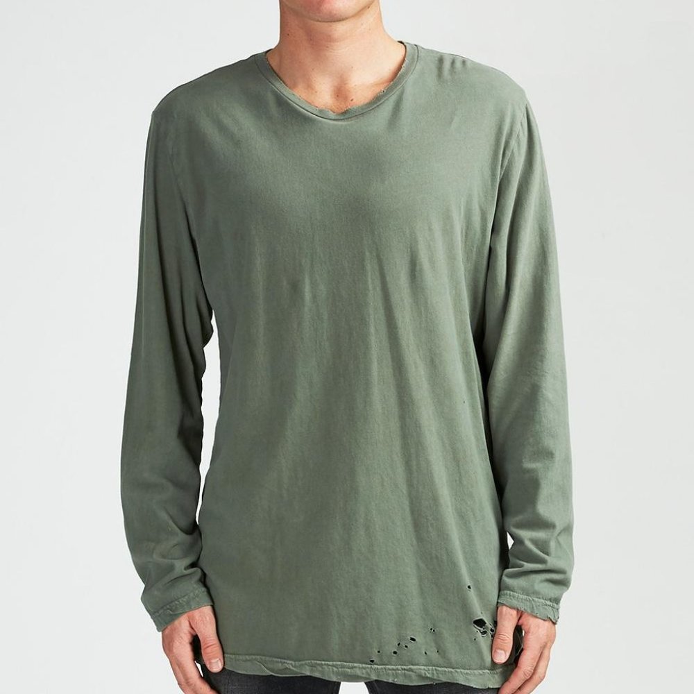 NWT Ksubi Sioux LS Long sleeves tee L large faded army color